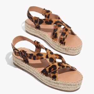 Madewell The Malia Espadrille Sandal in Leopard Calf Hair